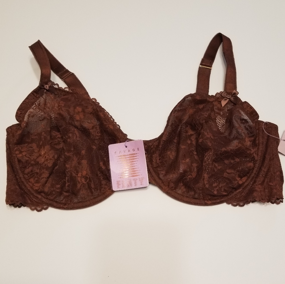 Savege X Fenty Underwire Lace Bra Brown